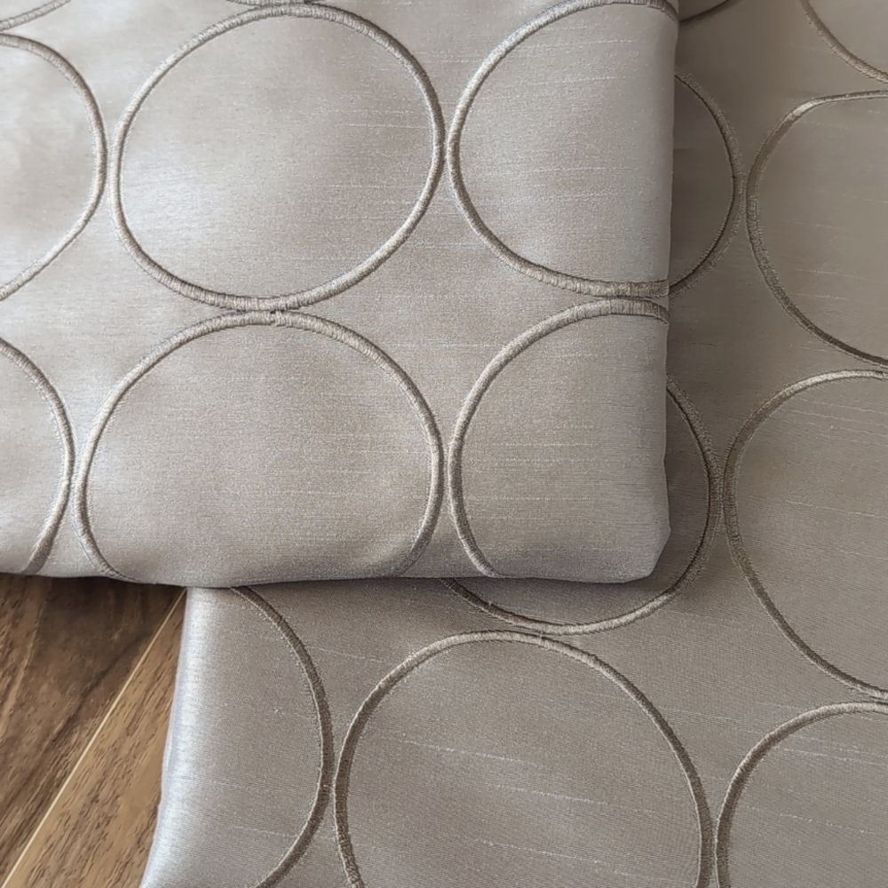 Set Of VGUC Taupe/Gold Circle Pattern Curtains